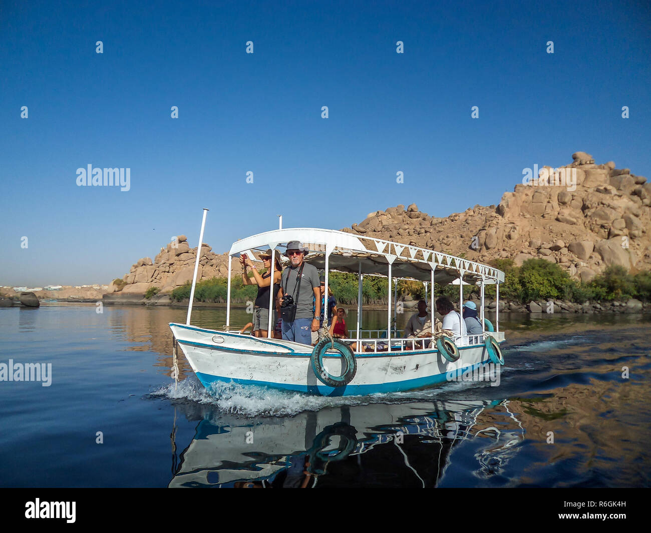 On a felucca on the nile river at aswan hires stock photography and