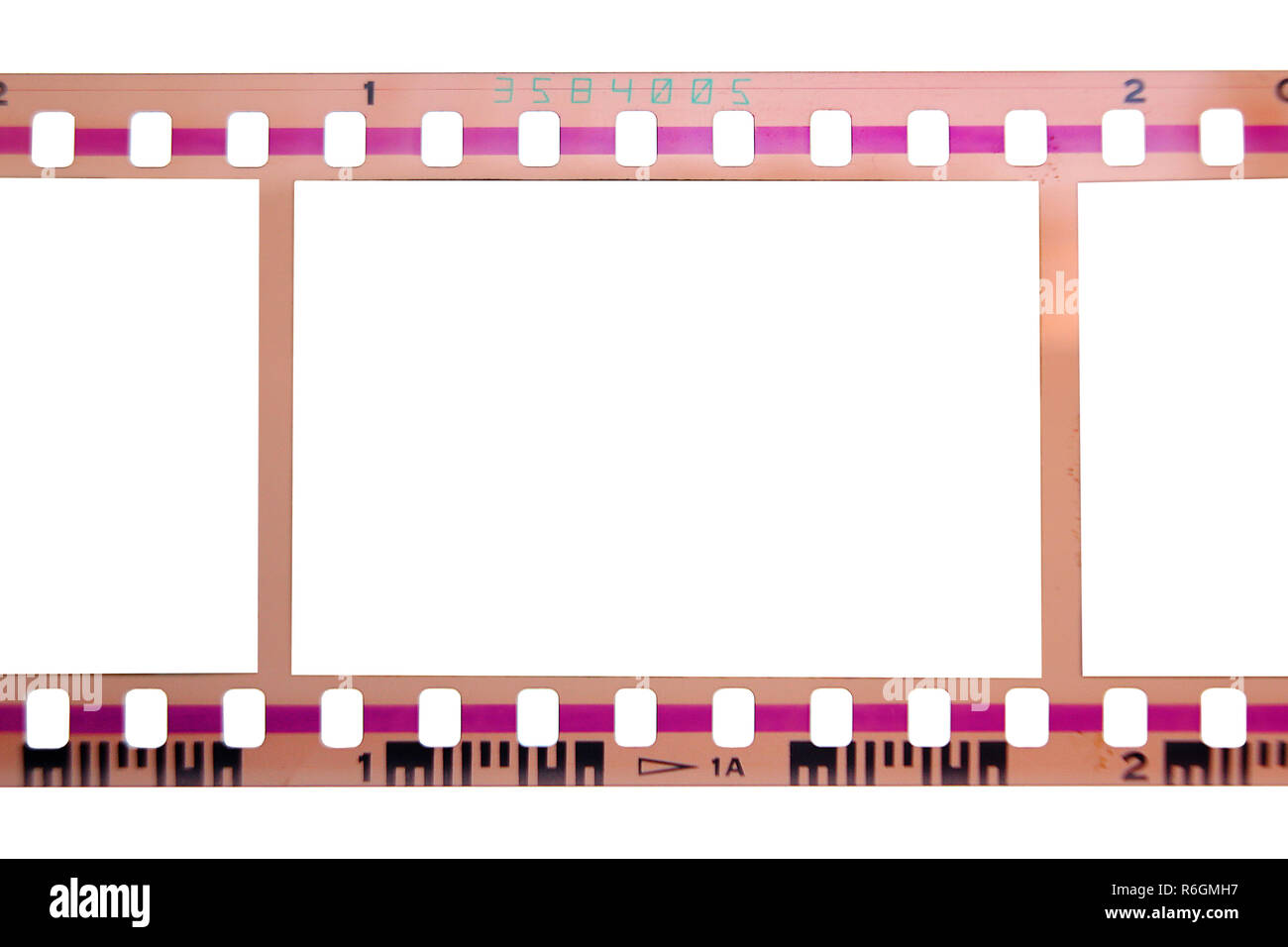 35mm negative filmstrip frame isolated on a white background Stock Photo