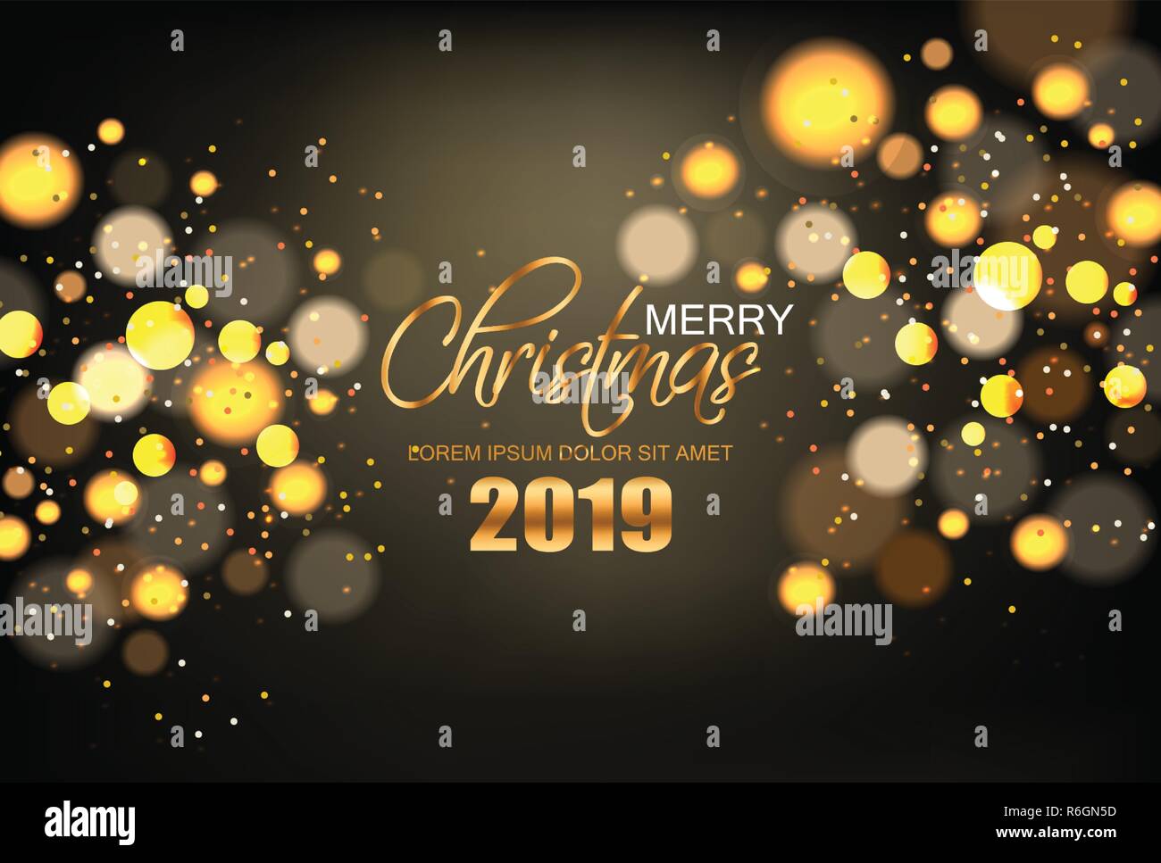 Merry Christmas shiny golden lights Vector background. Holiday card ...
