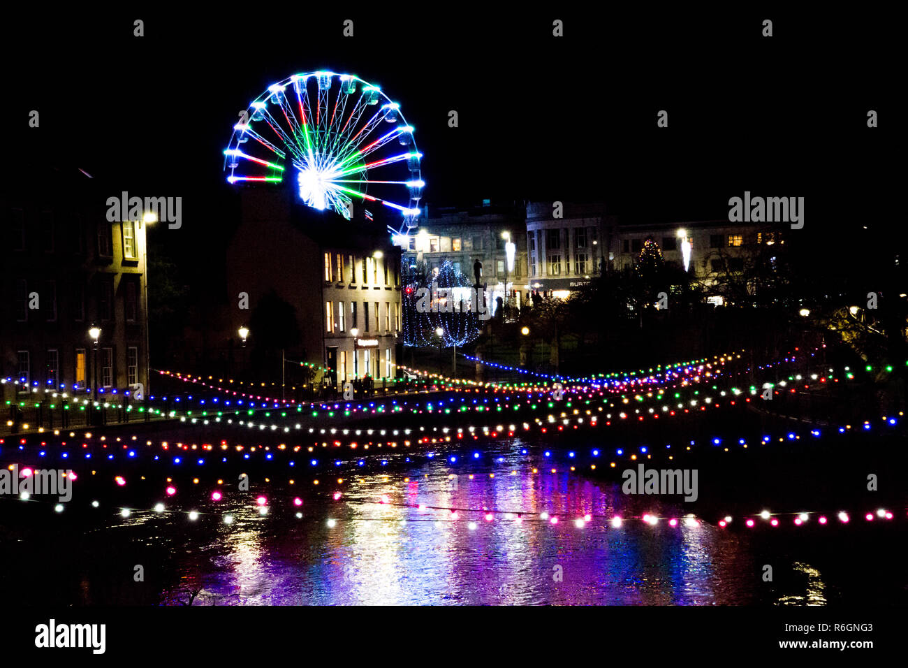 Fairground Wheel & Christmas Lights Stock Photo Alamy