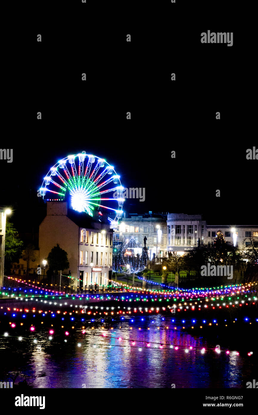 Fairground Wheel & Christmas Lights Stock Photo Alamy