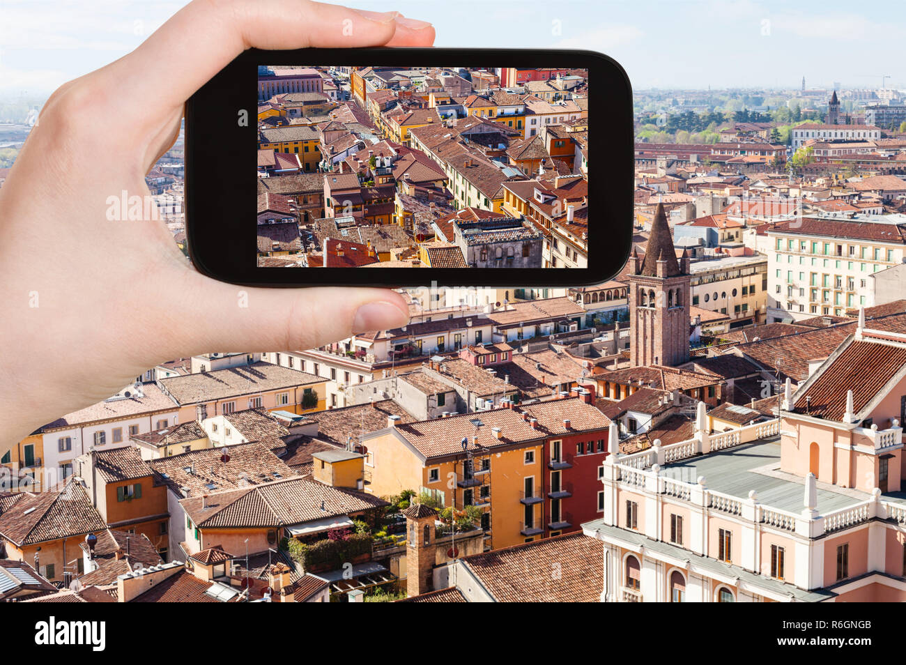 tourist photographs Verona cityscape Stock Photo - Alamy