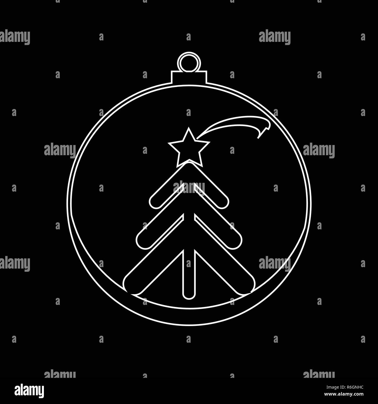 Flat Christmas Ball Outline Icon Symbol Design. Vector Christmas Bauble ...