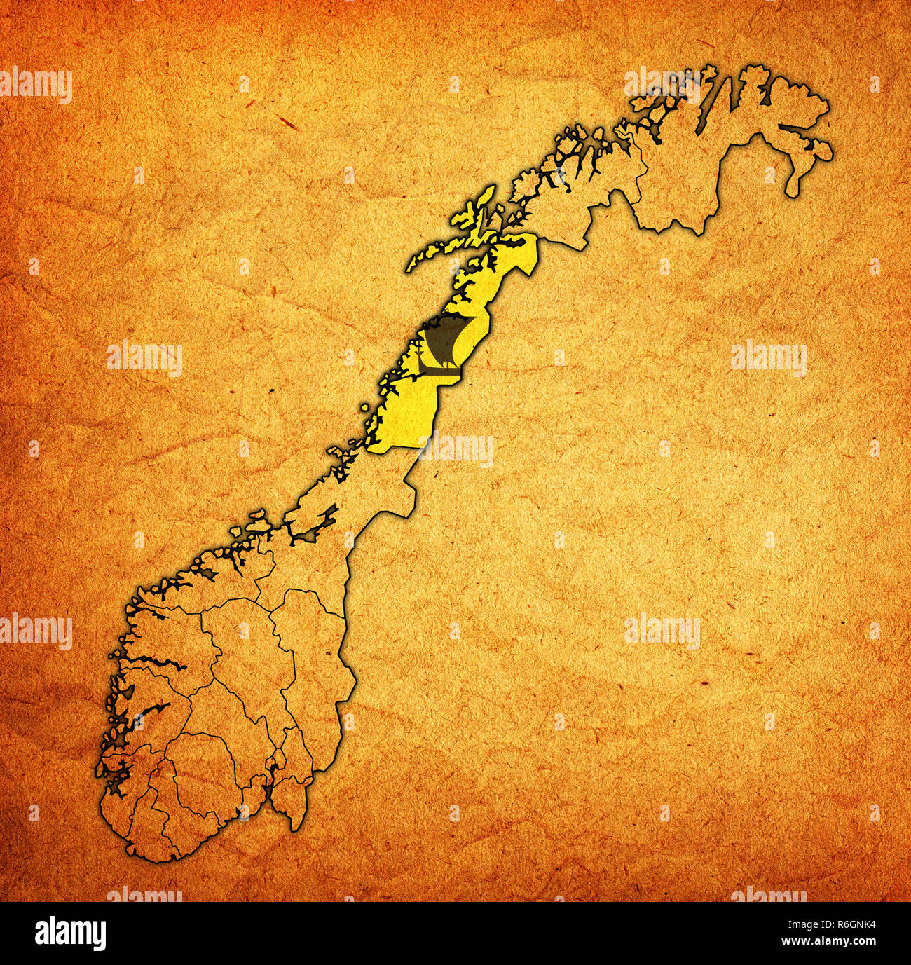 Nordland region on administration map of norway Stock Photo - Alamy