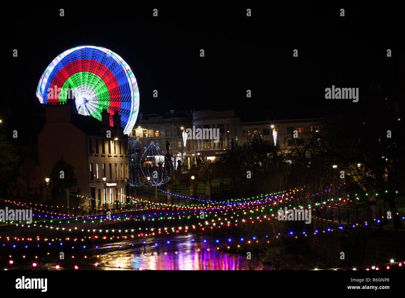 Fairground Wheel & Christmas Lights Stock Photo Alamy