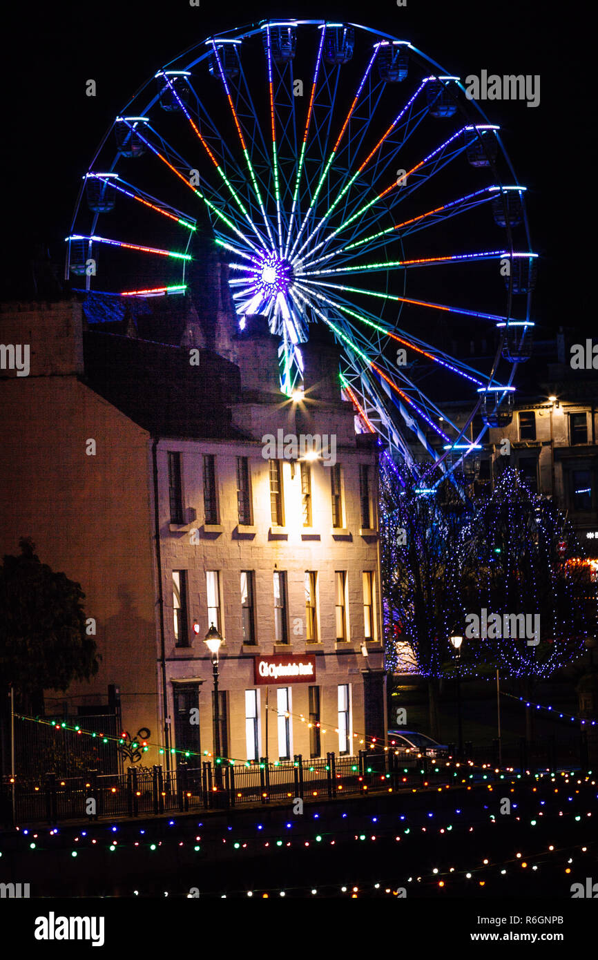 Fairground Wheel & Christmas Lights Stock Photo Alamy