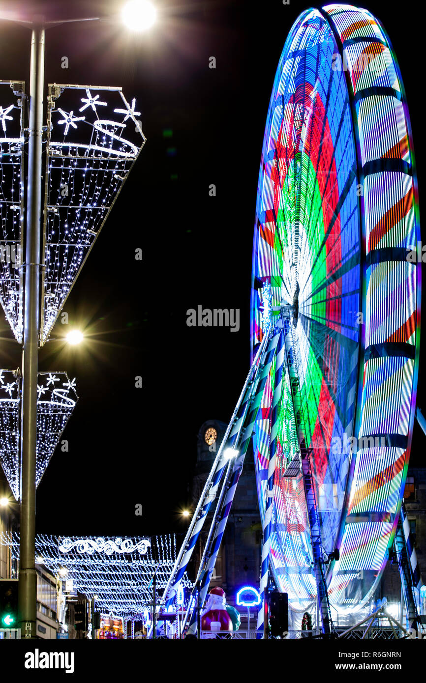 Fairground Wheel & Christmas Lights Stock Photo Alamy