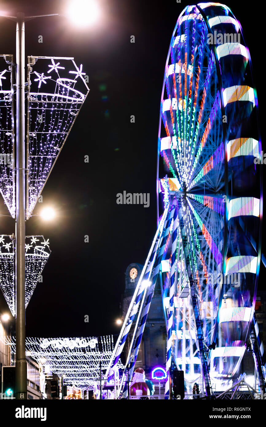 Fairground Wheel & Christmas Lights Stock Photo Alamy