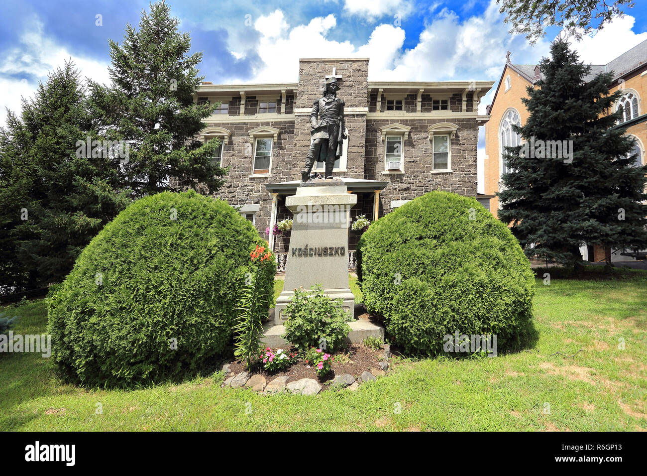 Kosciuszko monument in front St. Casimir church rectory Yonkers New