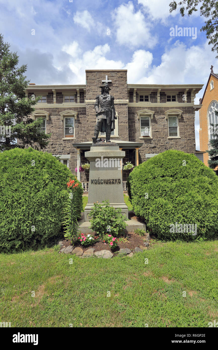 Kosciuszko monument in front St. Casimir church rectory Yonkers New