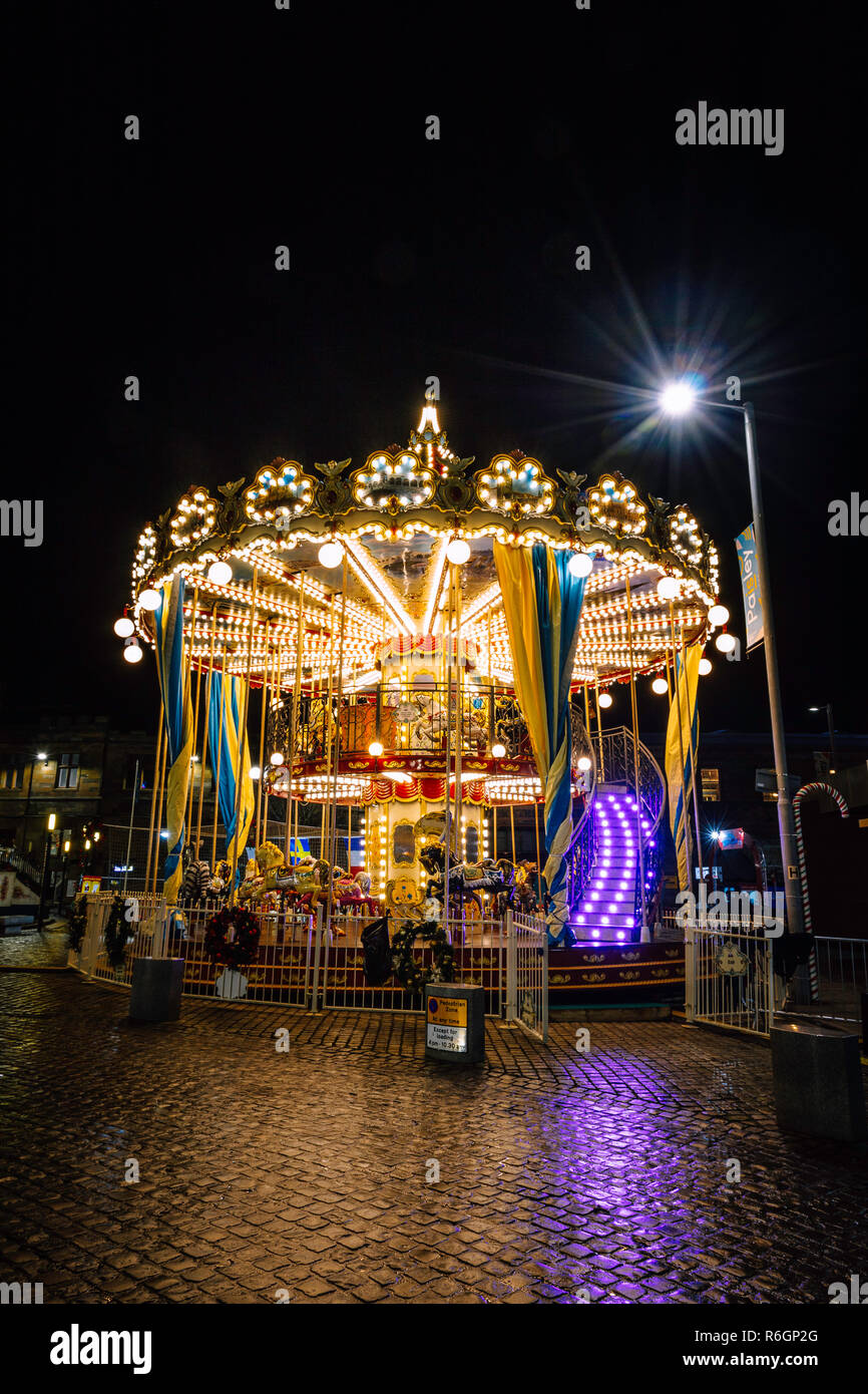 Fairground Wheel & Christmas Lights Stock Photo Alamy