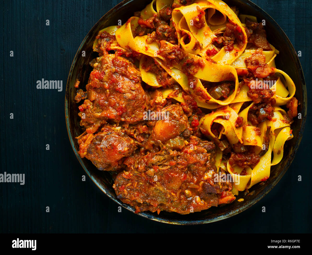 rustic italian oxtail ragu pappardelle pasta Stock Photo Alamy