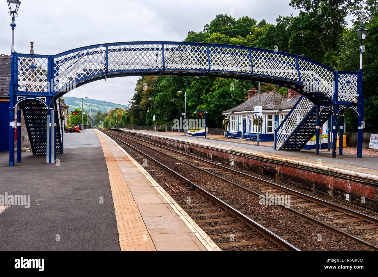 The outstanding A listed traditional Highland Railway Company style station of Pitlochry with stylistically significant buildings Stock Photo