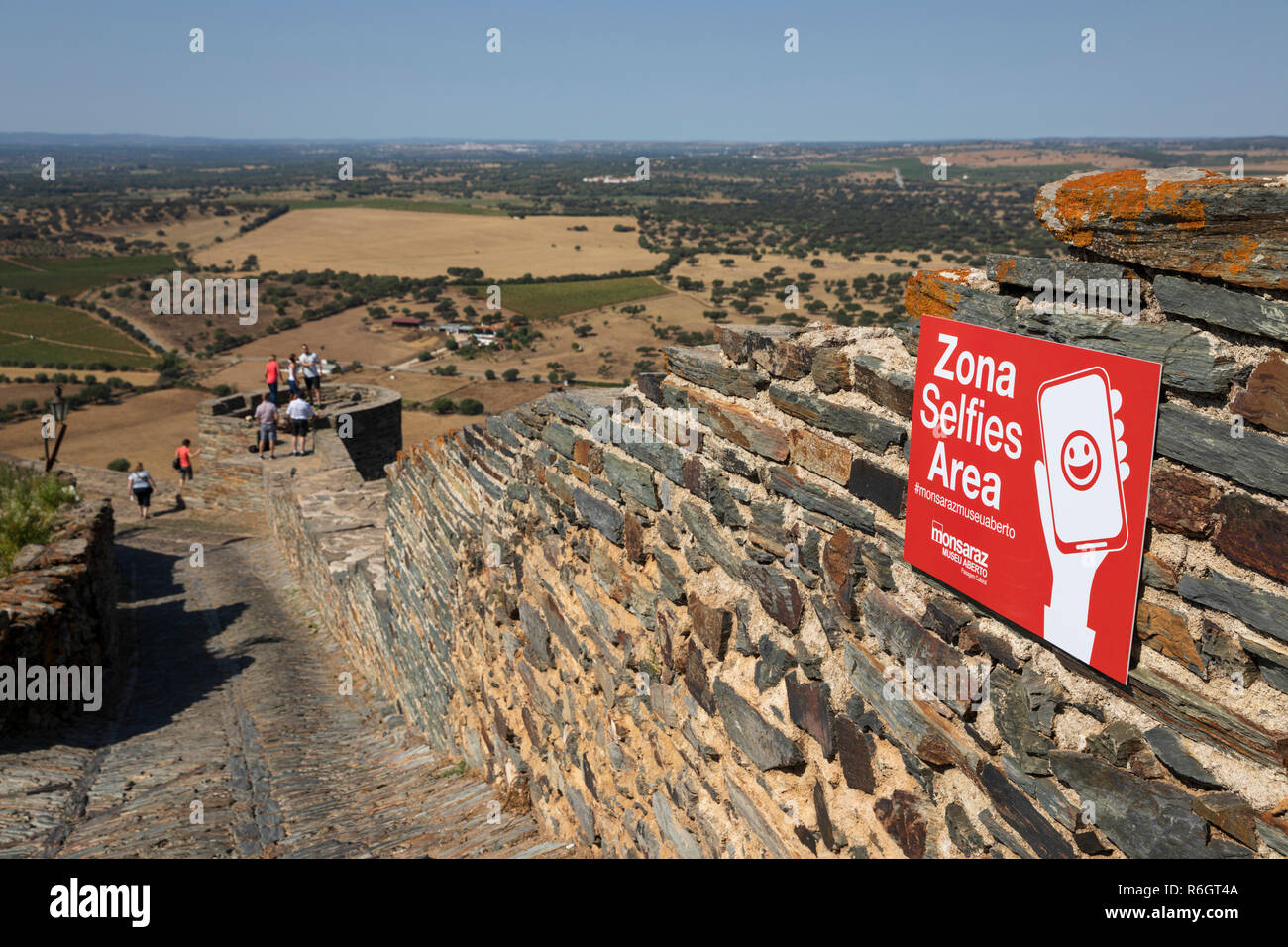 Selfie zone along the walls of Monsaraz, Evora District, Alentejo, Portugal, Europe Stock Photo