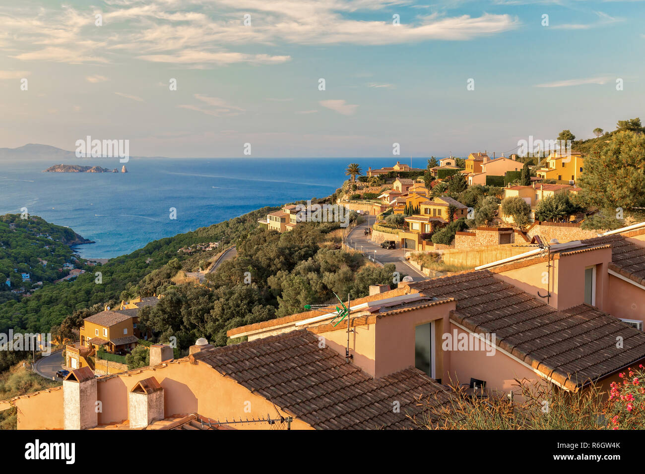 Begur with Castle, a typical Spanish town in Catalonia, Spain Stock ...