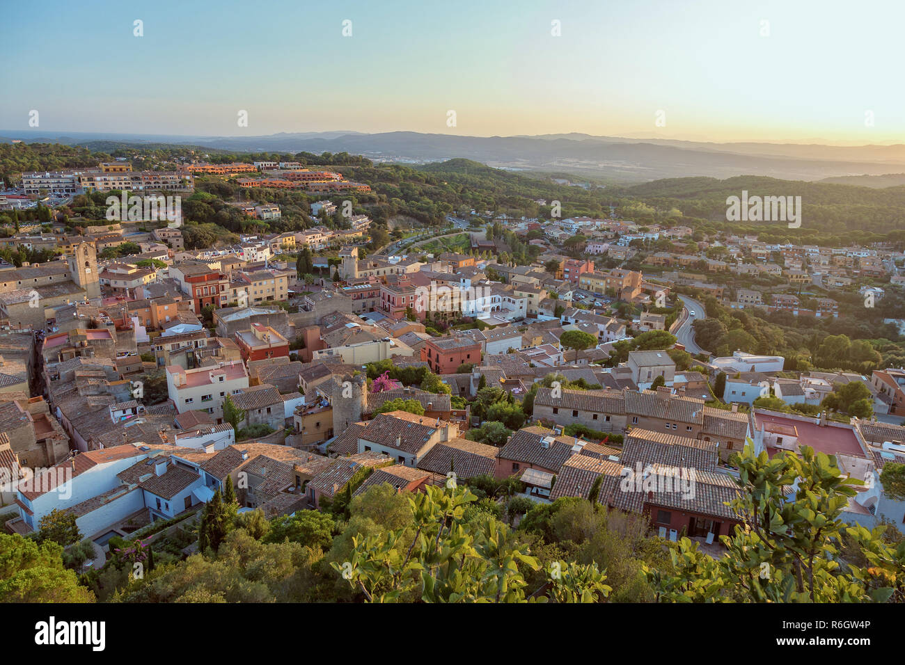 Begur with Castle, a typical Spanish town in Catalonia, Spain Stock ...