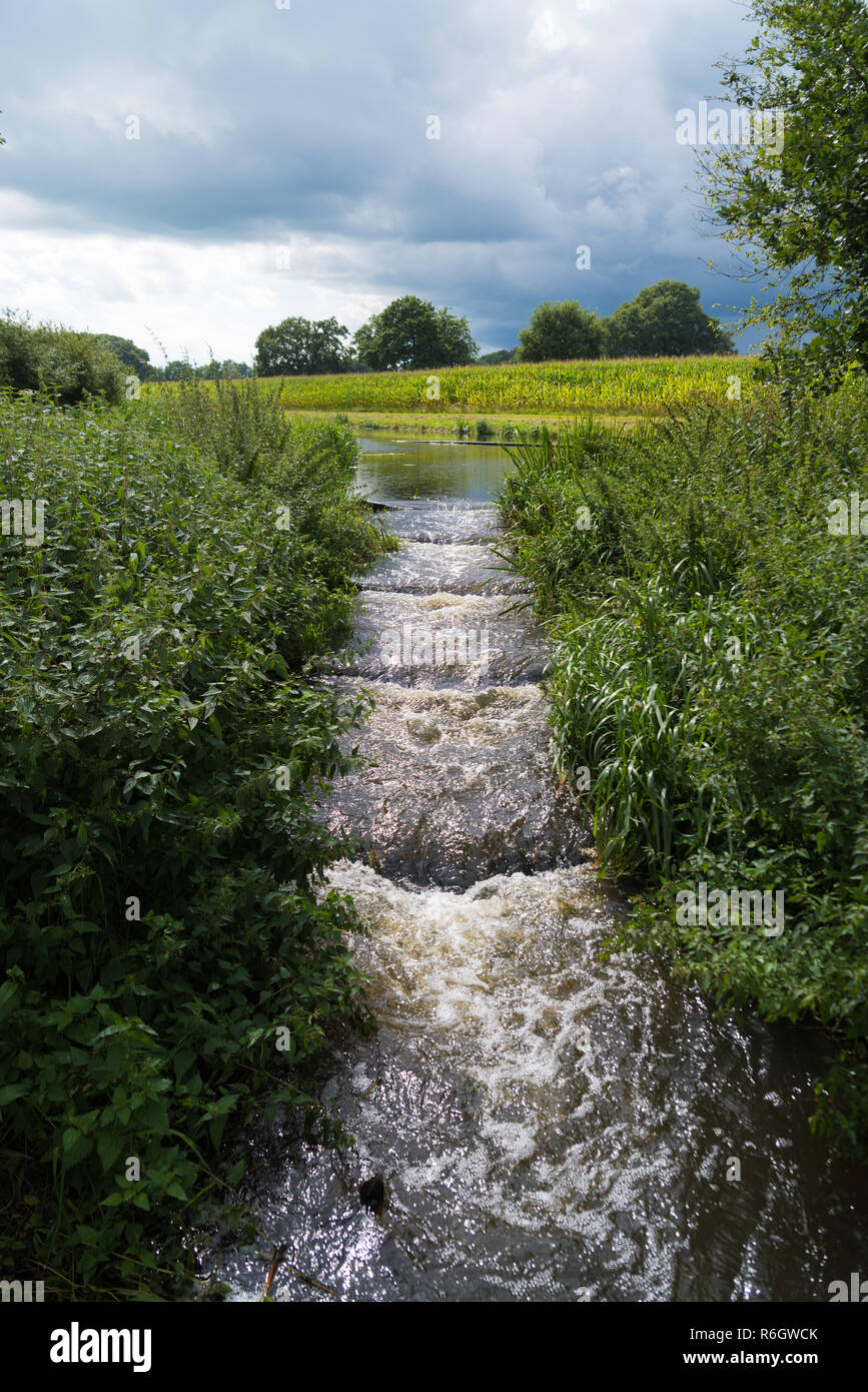 small fish ladder in a dutch river Stock Photo