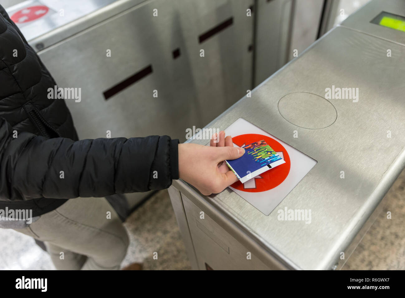 Entrance Gate Ticket Access Touch technology Subway Station Stock Photo