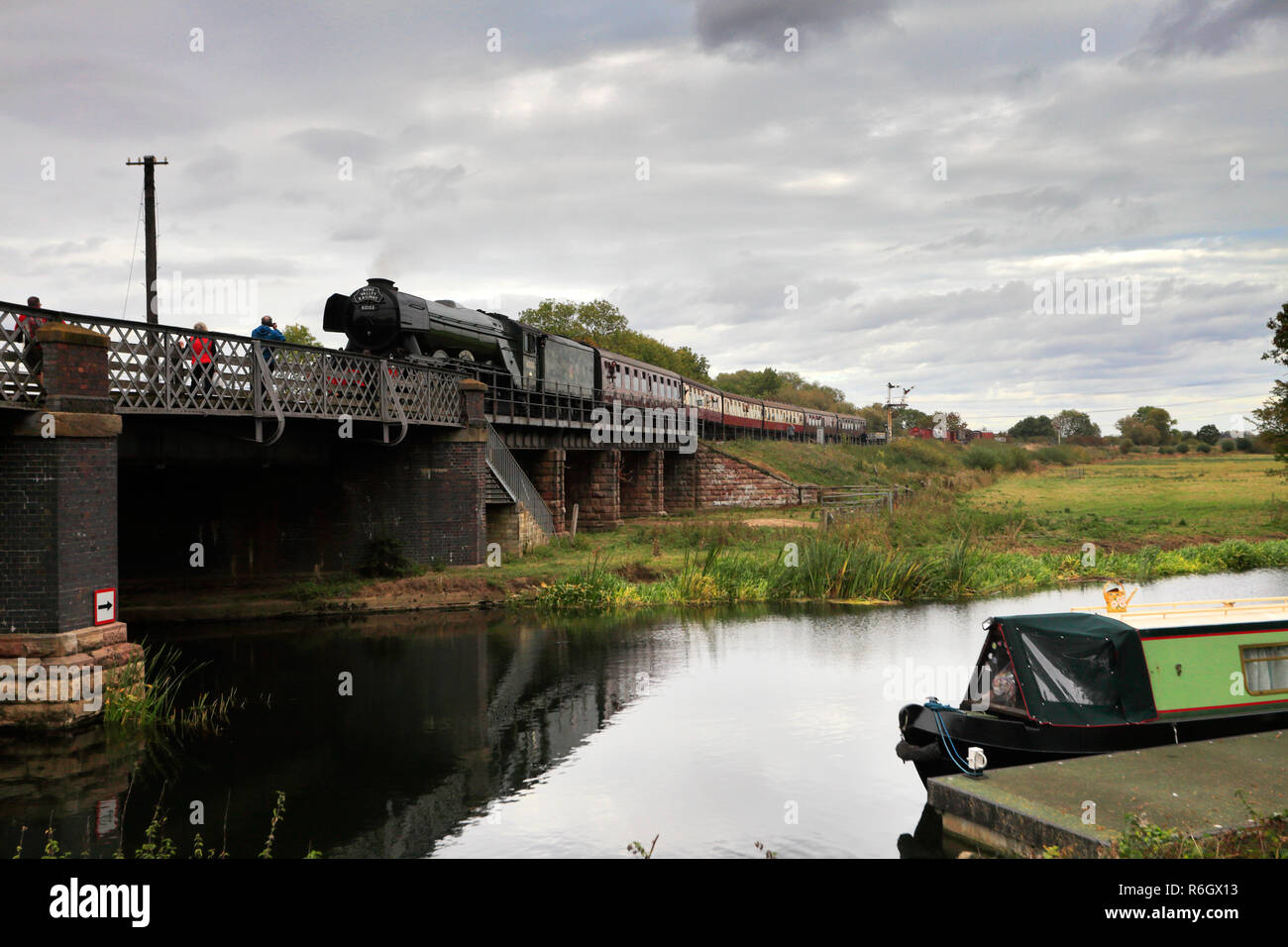 The Flying Scotsman steam train 60130, Nene Valley Railway, Wansford Station, Peterborough, Cambridgeshire, England Stock Photo