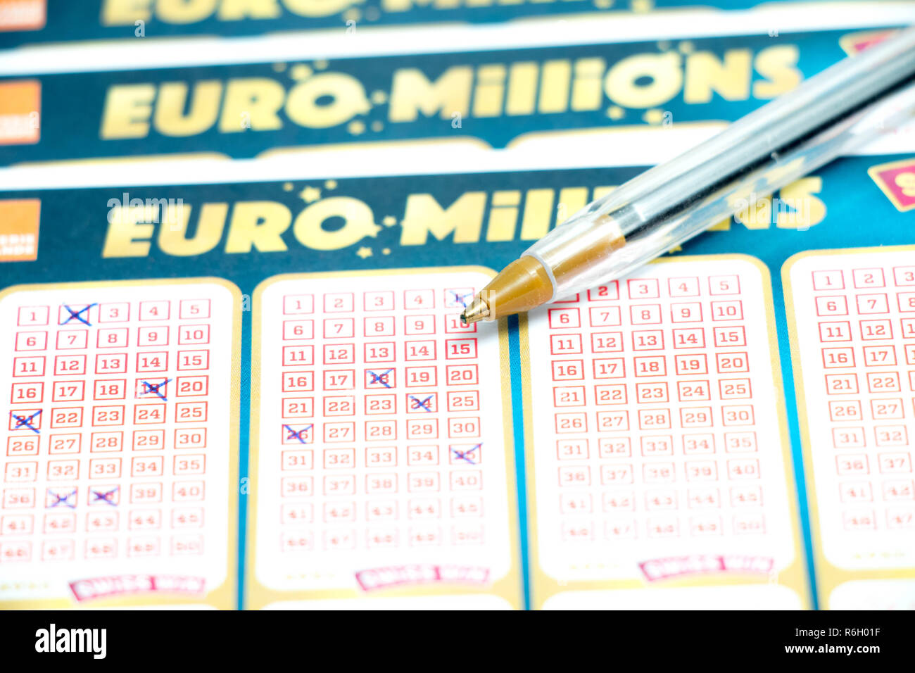 Euro millions loto lottery ticket sheet paper game Europe Stock Photo -  Alamy