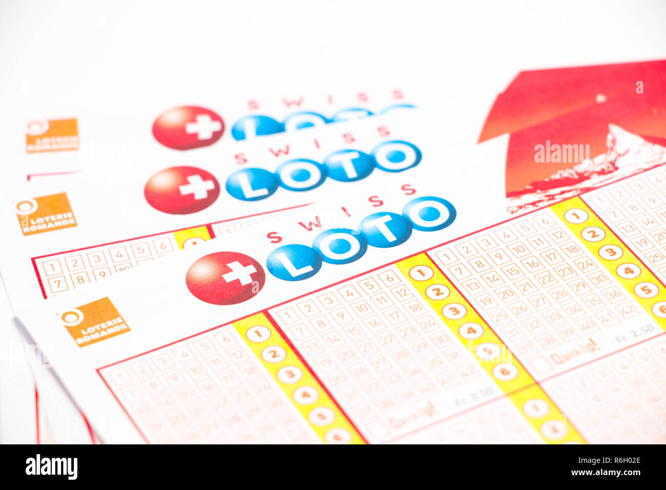 Swiss loto ticket sheet paper lottery game money Stock Photo - Alamy