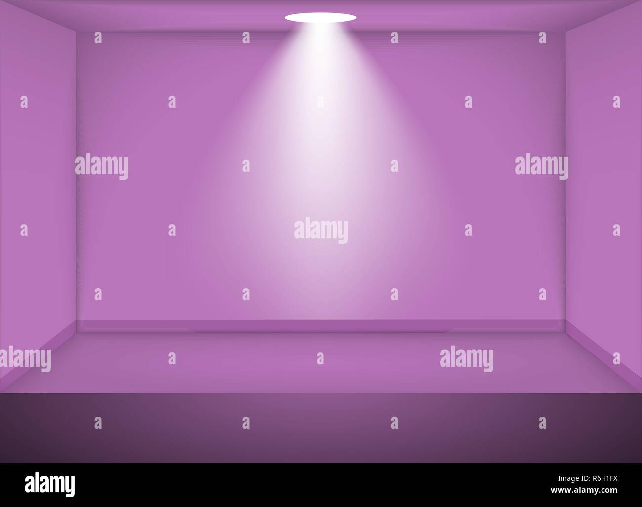 Vector empty pink purple room. Render 3D. Perspective with one Light