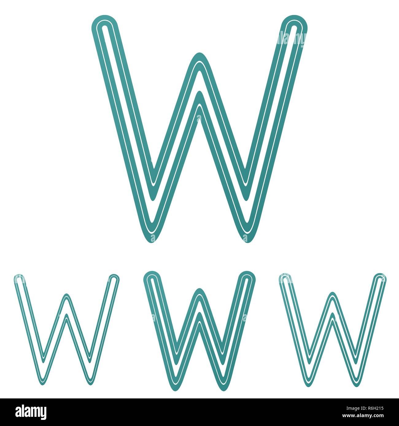 Teal line w logo design set Stock Vector