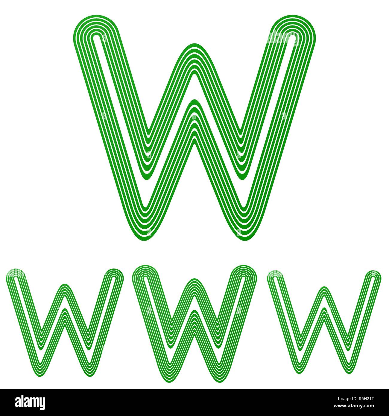 Green line w logo design set Stock Vector