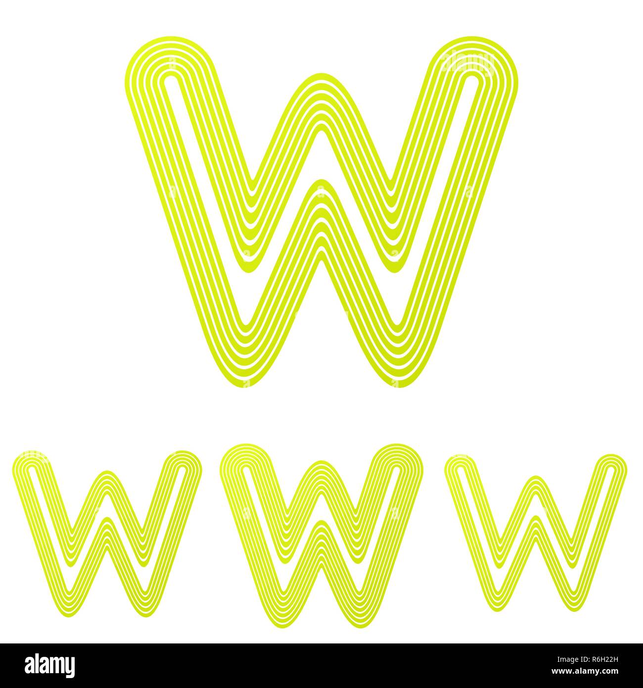 Yellow line w logo design set Stock Vector