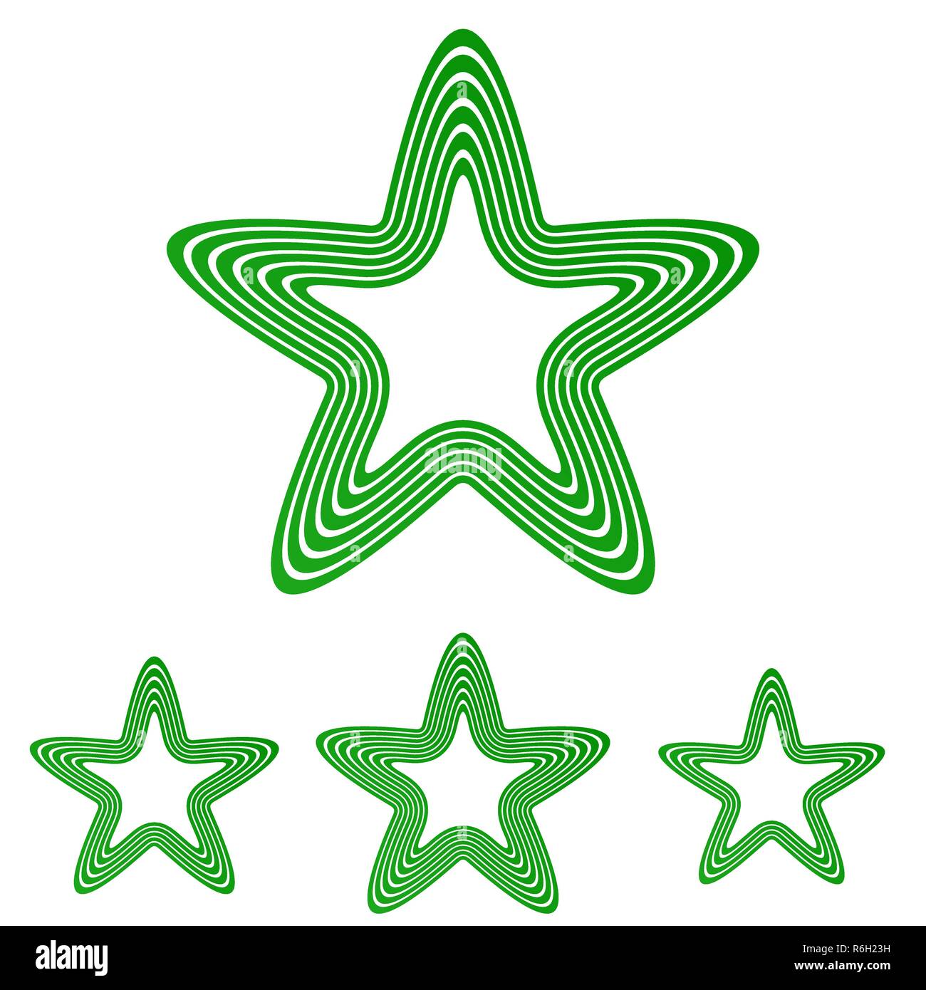 Green line star logo design set Stock Vector