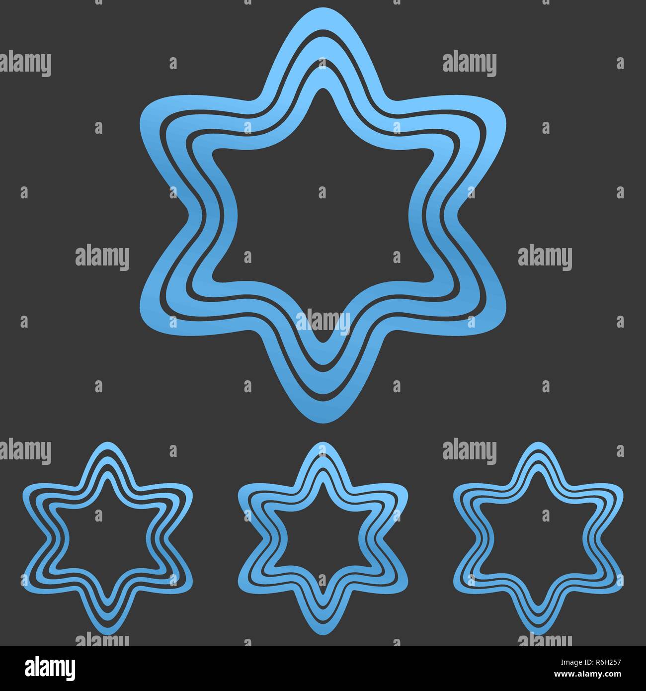 Blue line star logo design set Stock Vector