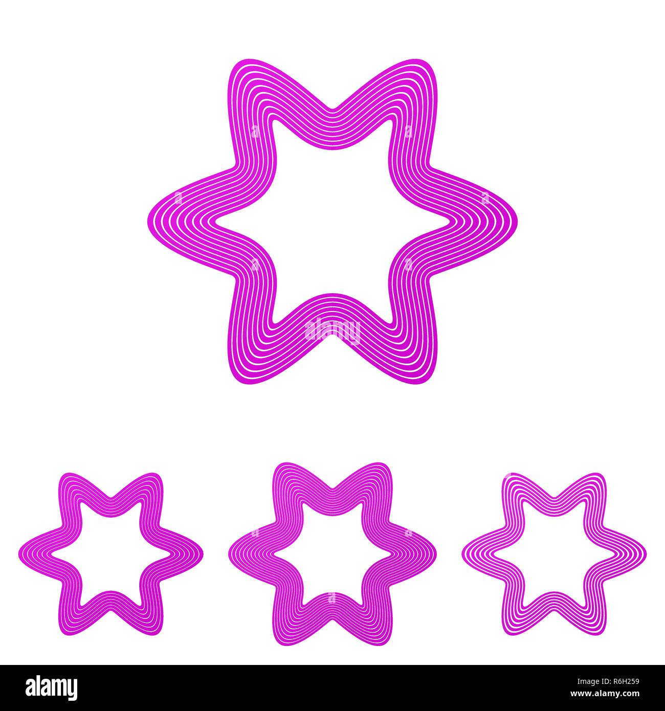 Magenta line star logo design set Stock Vector