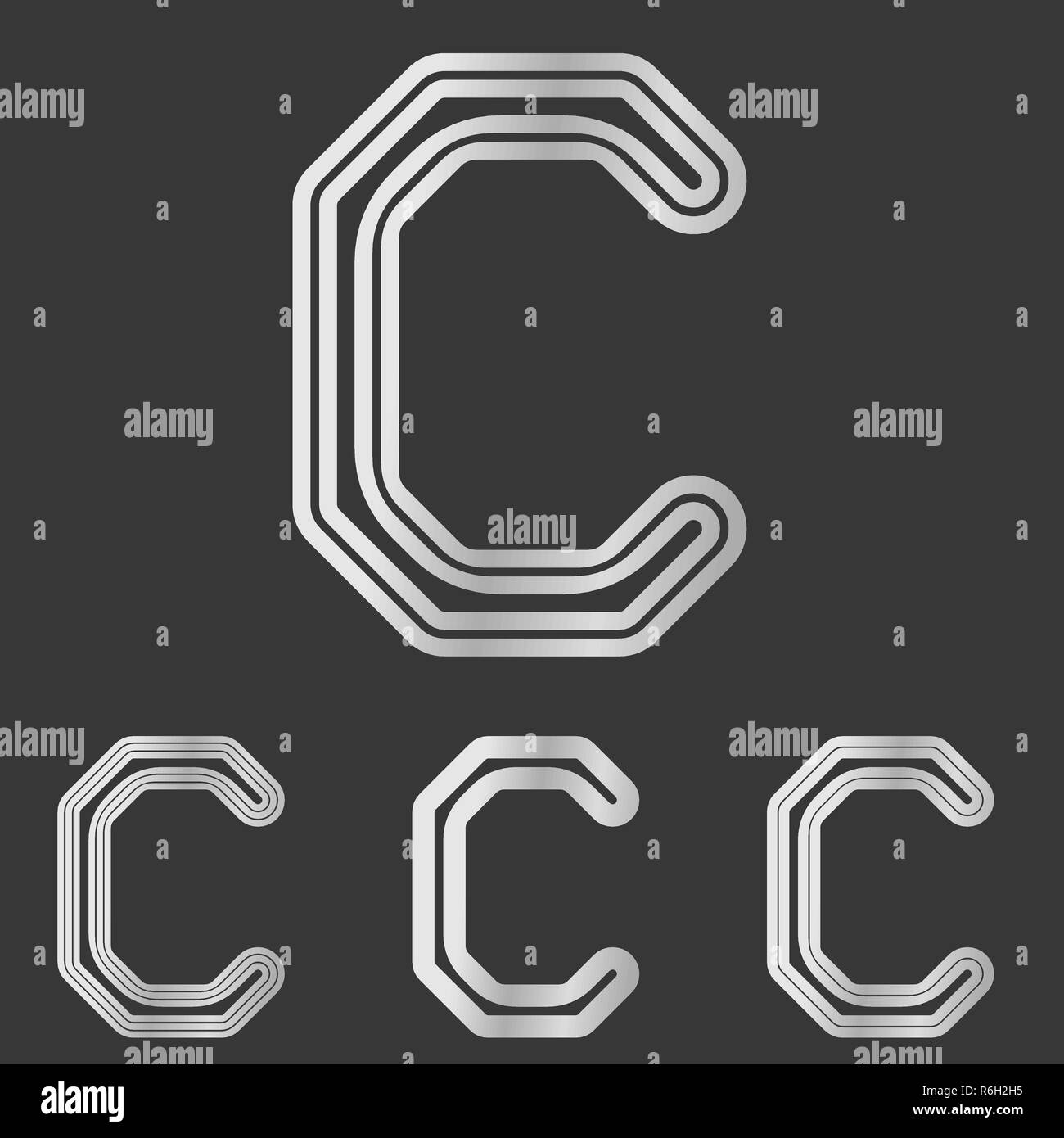 Silver letter c logo design set Stock Vector