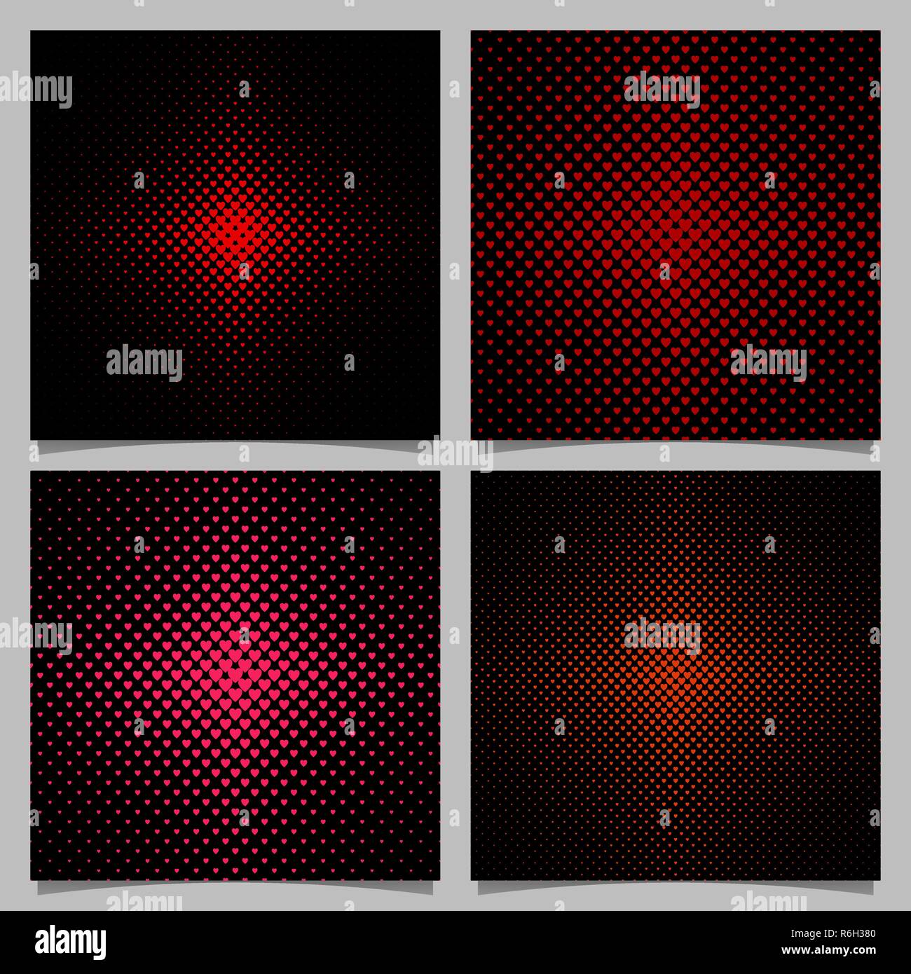 Halftone heart pattern background set - vector love concept graphic ...