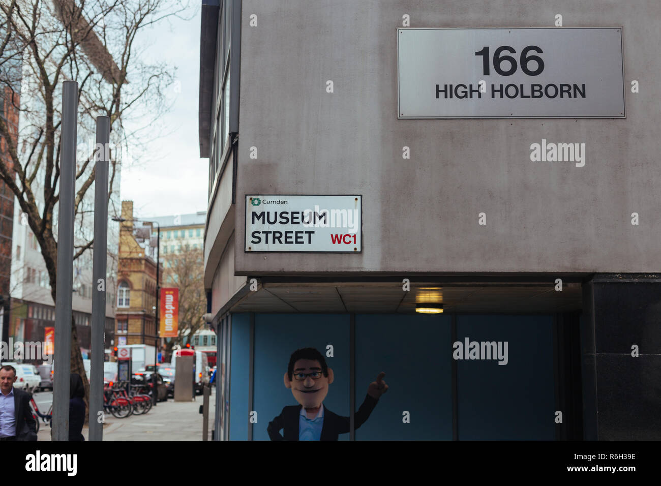London/UK March 25 2018 Museum Street and High Holborn Street Name
