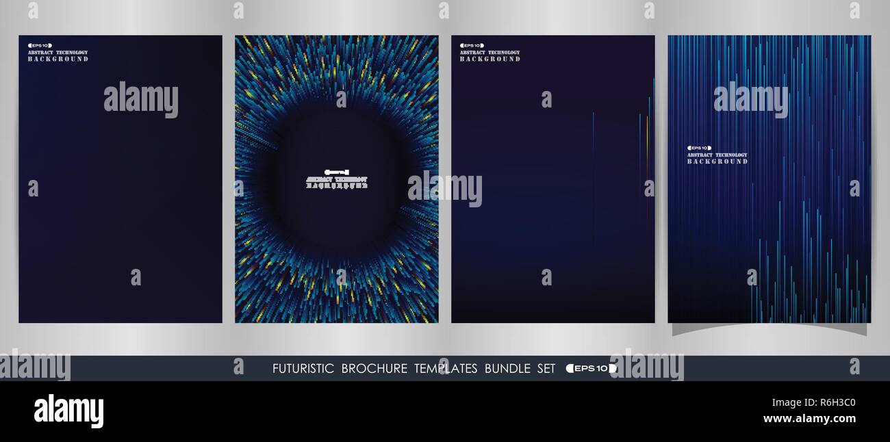 Futuristic stripe gradient blue lines  brochure set, vector eps10 Stock Vector