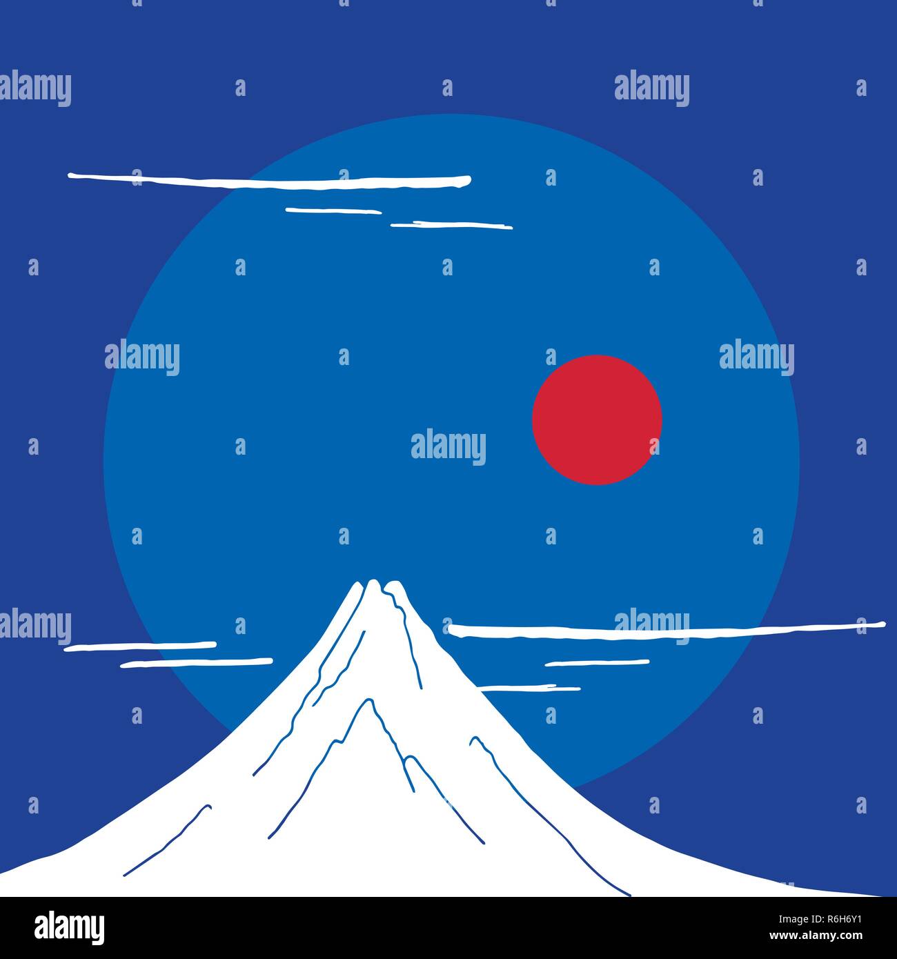 Mountain Fuji at night Japanese landscape background Vector illustration Stock Vector