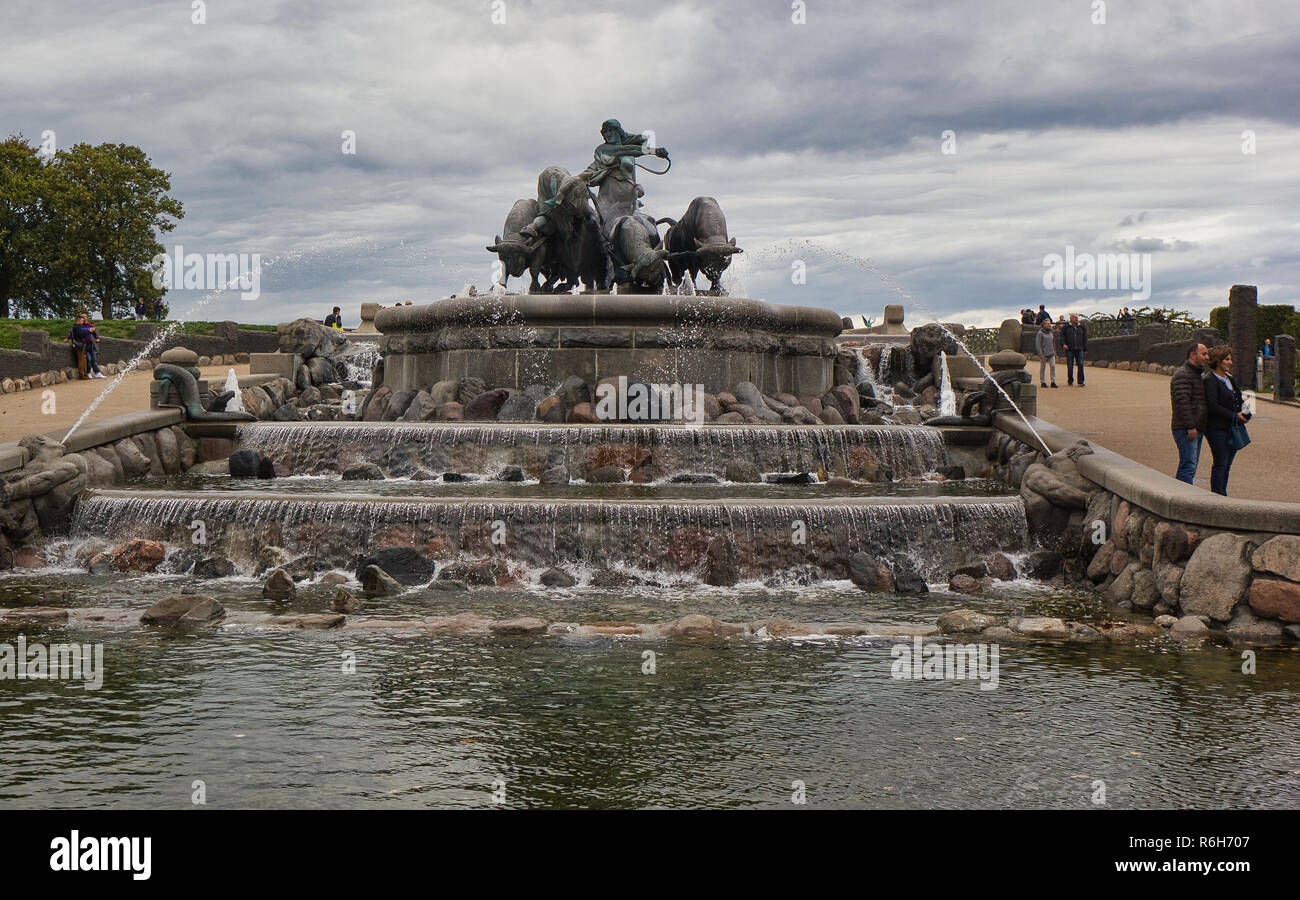 The Gefion Fountain, Nordre Toldbod, Copenhagen, Denmark, Scandinavia Stock Photo