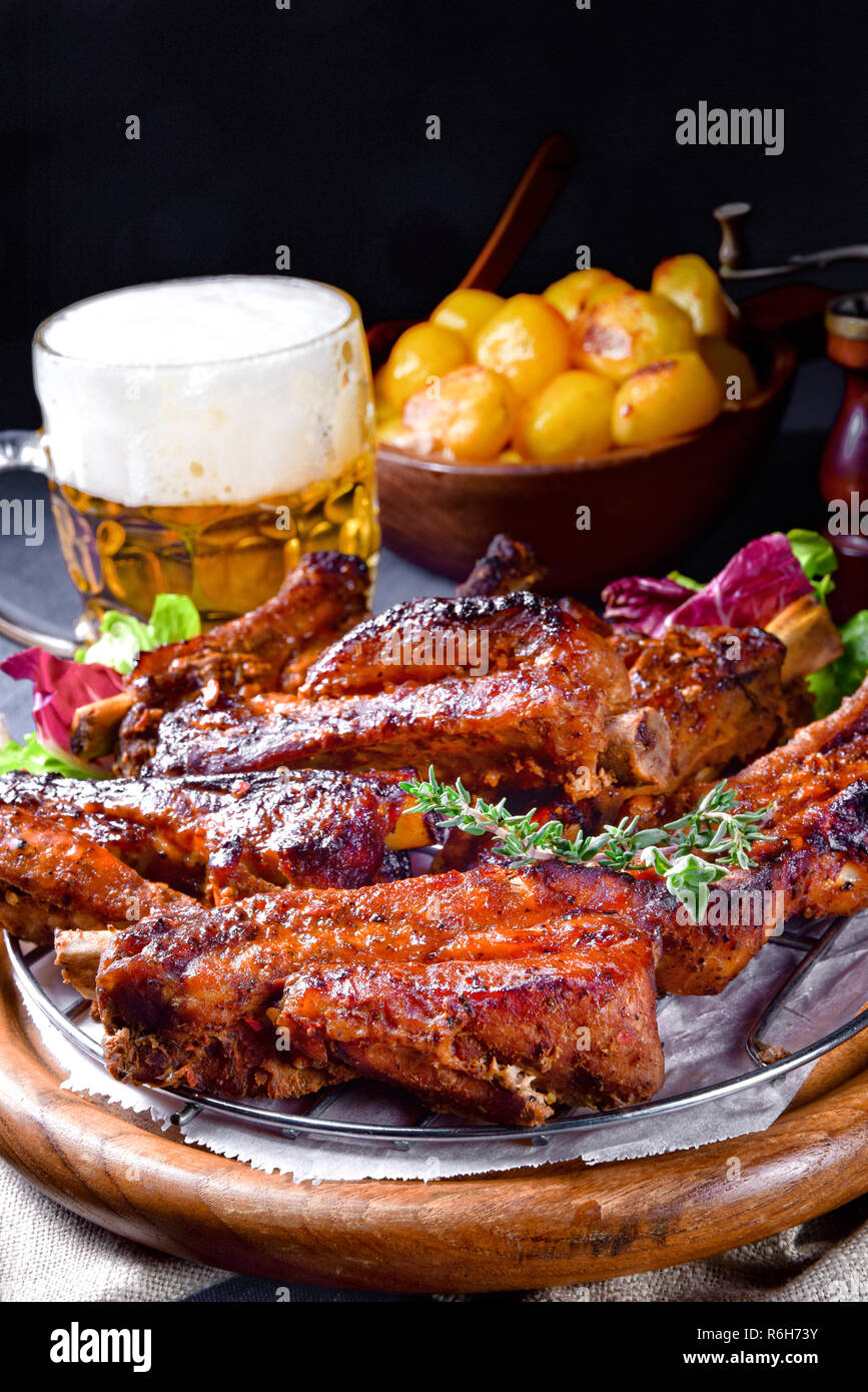 delicious bbq spareribs from the smoker Stock Photo