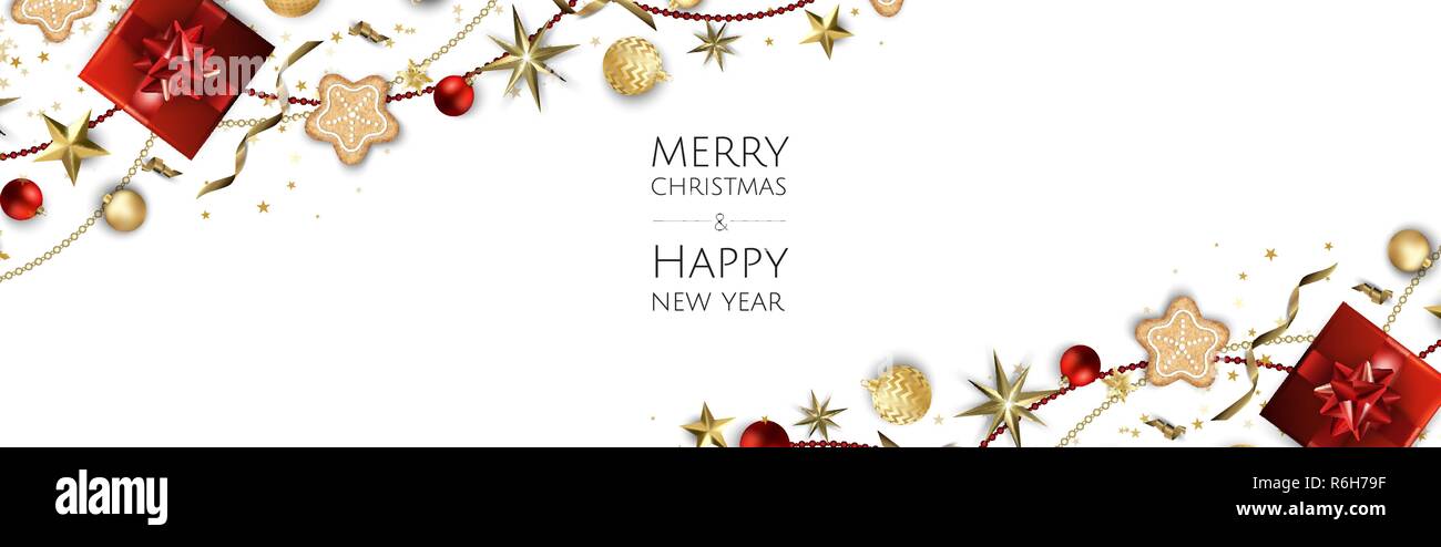 Merry Christmas And Happy New Year Xmas Background With Shining