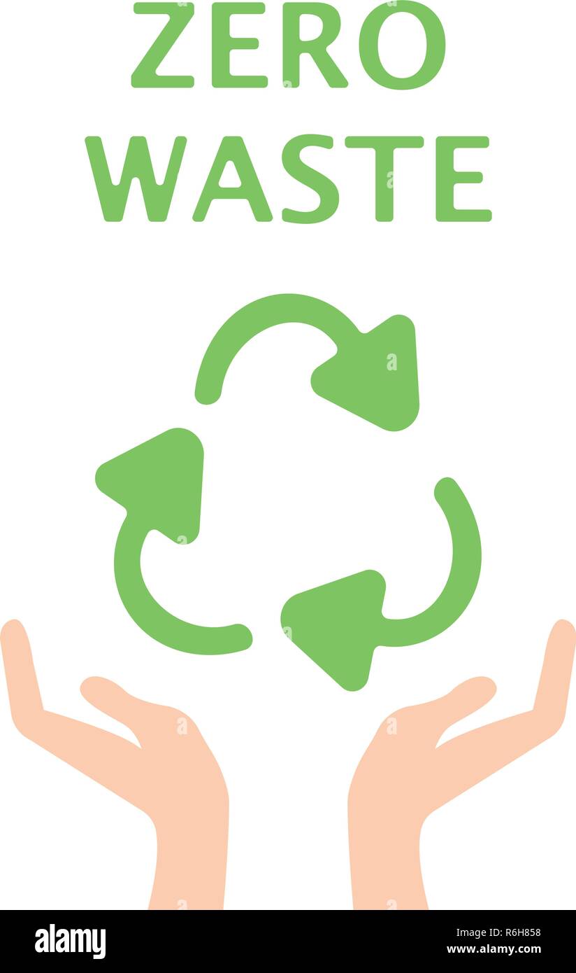 Hand Open Palm Recycle Symbol Logo Green Icon Vector Illustration Stock