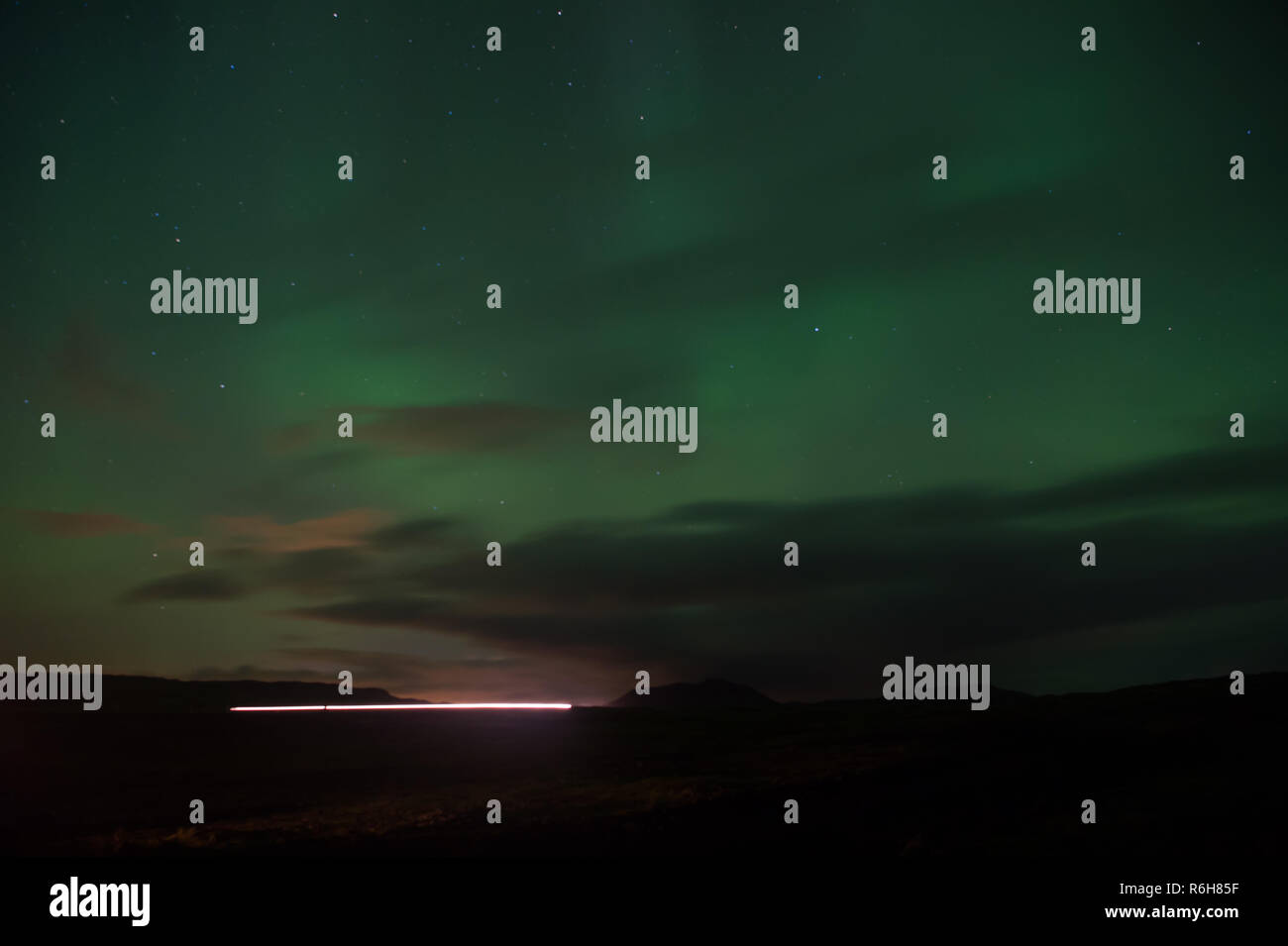 Northern light black sky with stars. Nature miracles. Aurora dark sky