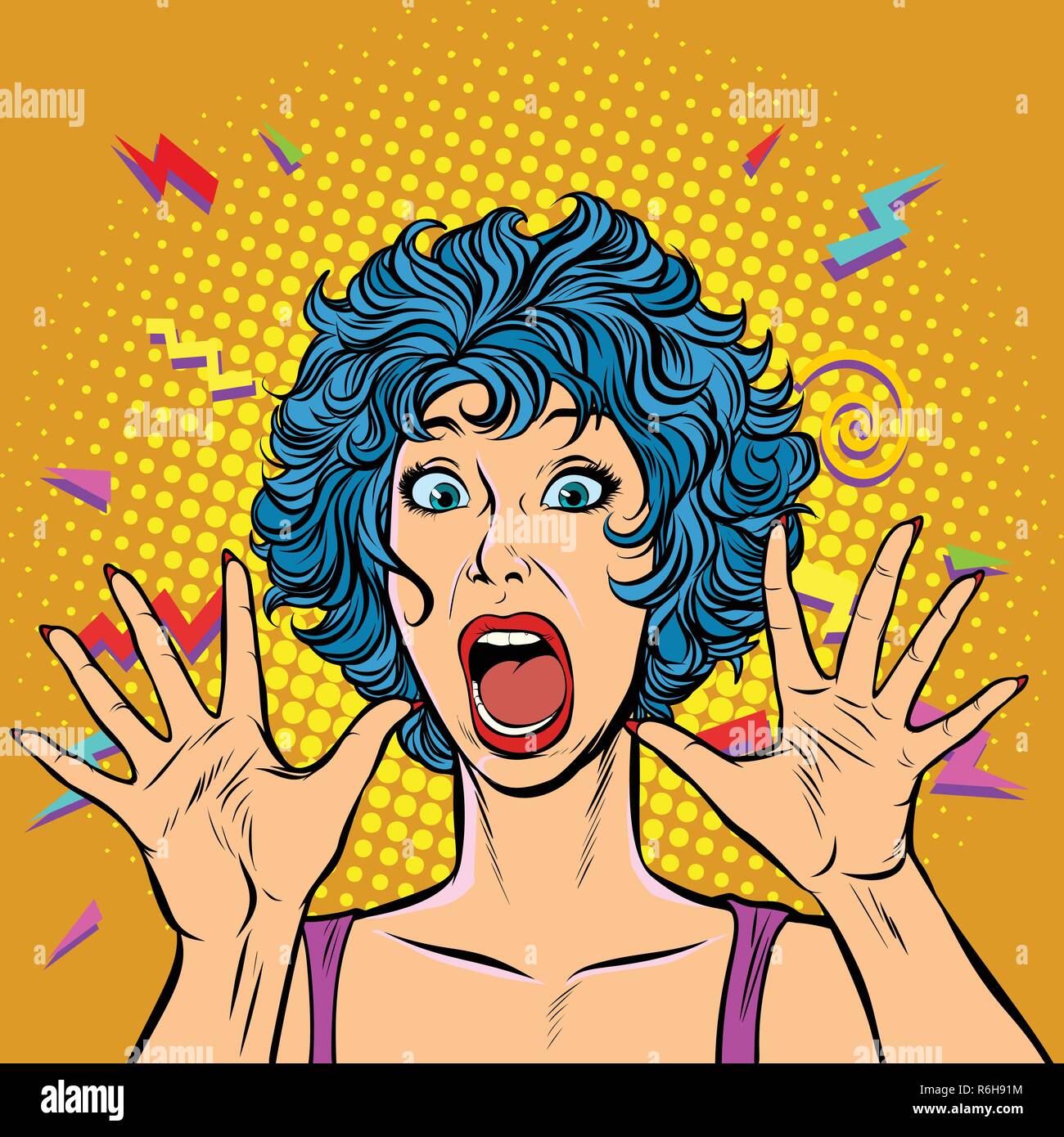 woman panic, fear, surprise gesture. Pop art retro vector illustration.  Girls 80s Stock Vector Image & Art - Alamy