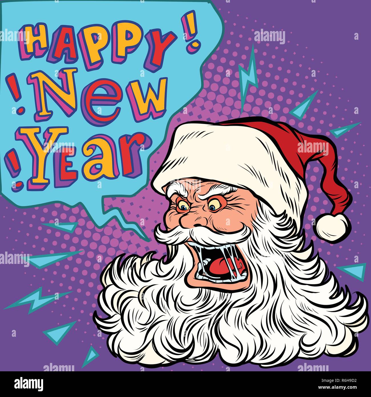 Bad Santa happy new year. Pop art retro vector illustration kitsch vintage Stock Vector