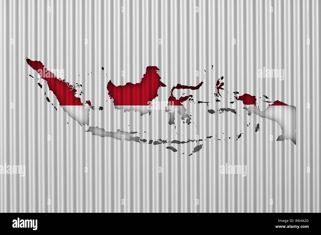 map and banner of indonesia on corrugated iron Stock Photo