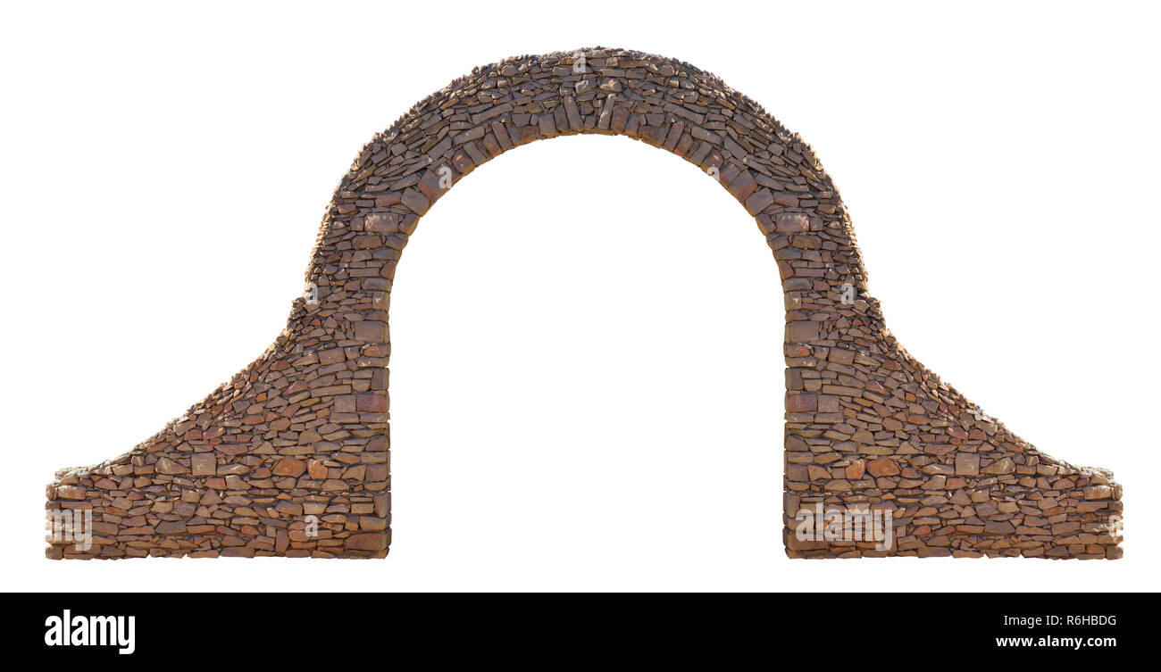 Stone arch isolated on white background. Stock Photo