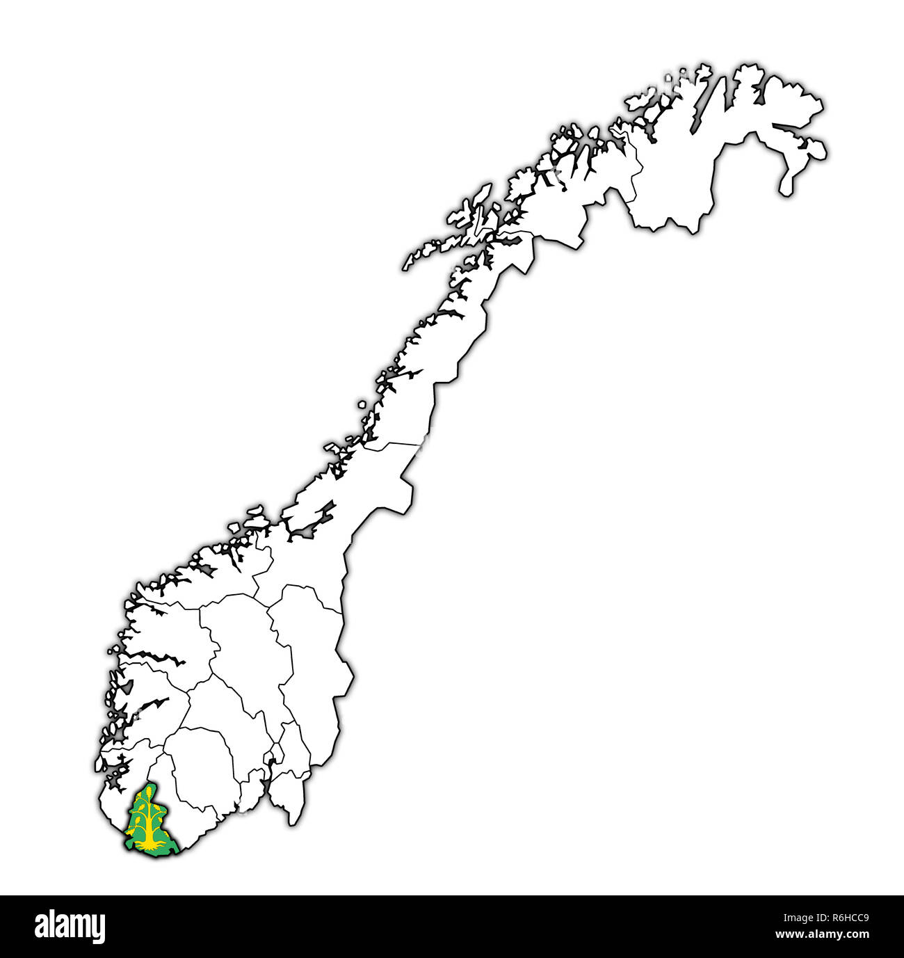 West Agder region on administration map of norway Stock Photo