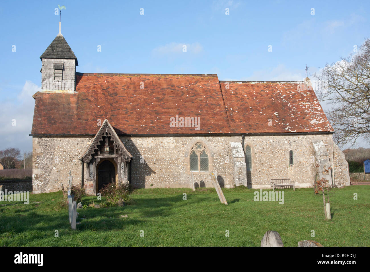 12th century St Mary's church, Binsted, West Sussex, England. Binsted is an ancient village steeped in folklore Stock Photo