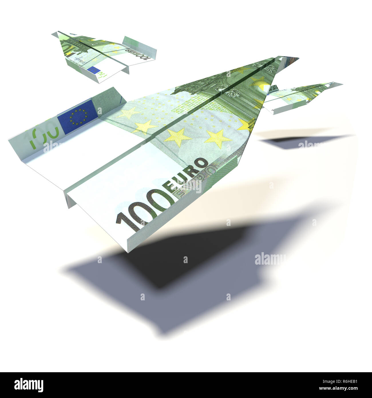 paper plane from a 100 euro bill Stock Photo