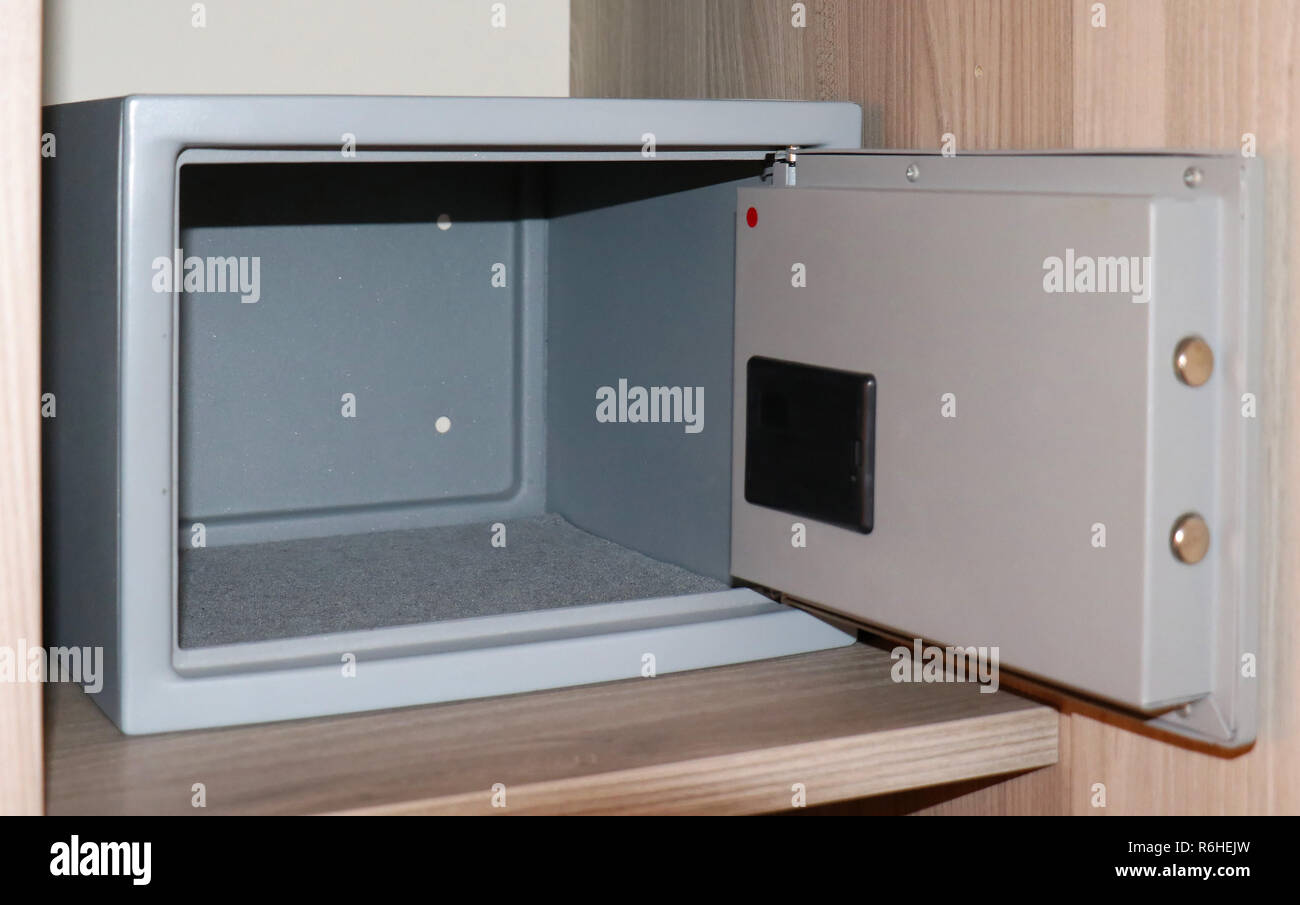 Open hotel safe Stock Photo Alamy